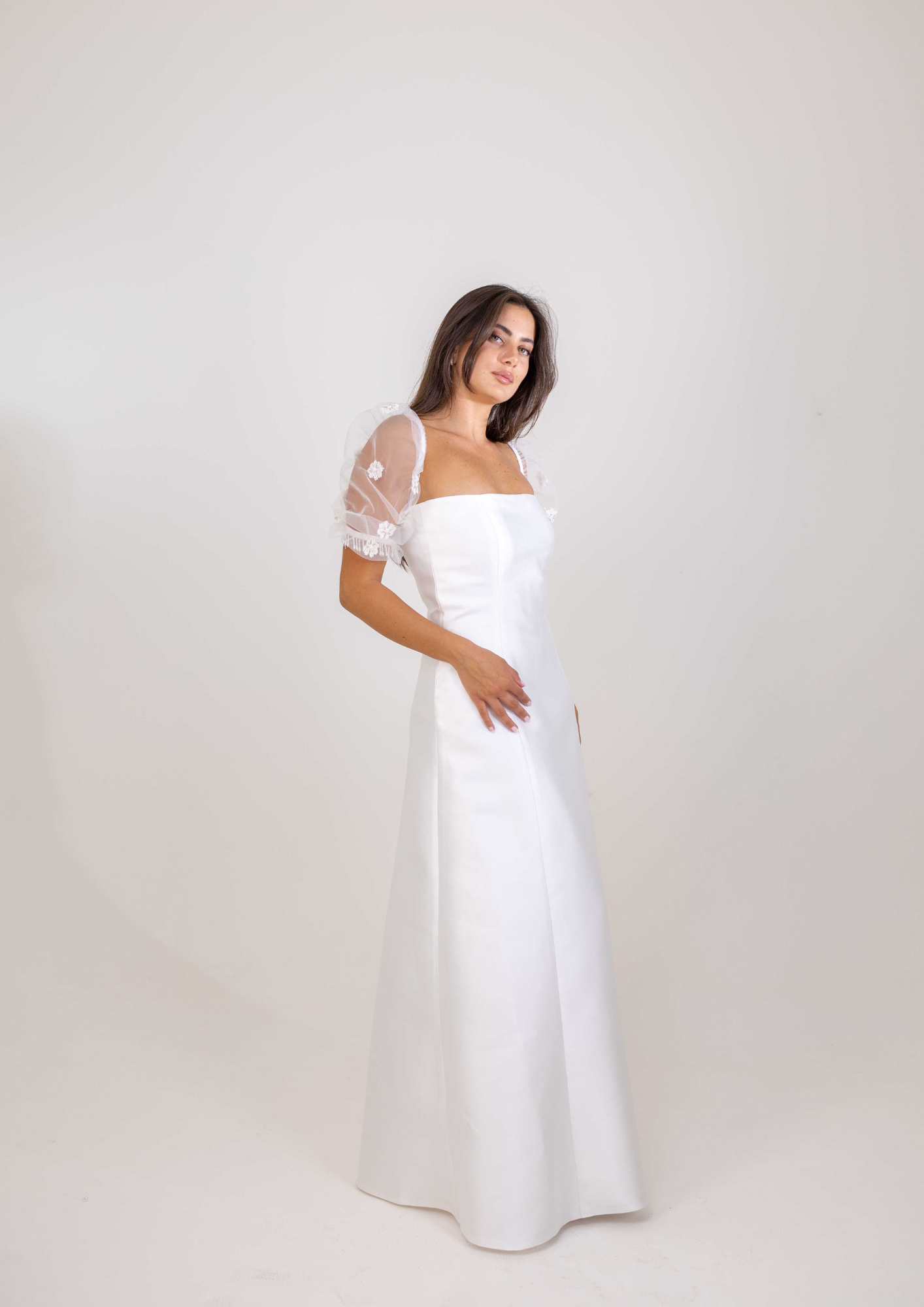 Hand Embroidered Tulle Sleeve