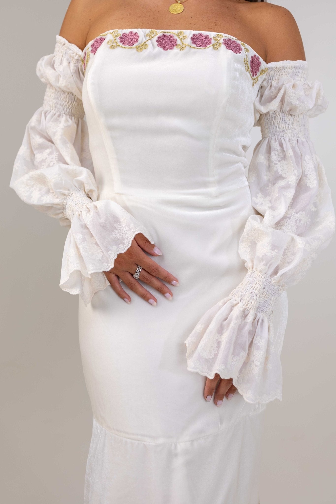 Floral Velvet Bridal Dress - Deerah