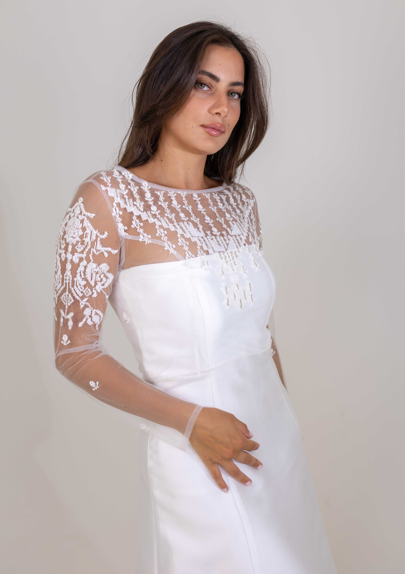 Hand Embroidered Tulle Blouse