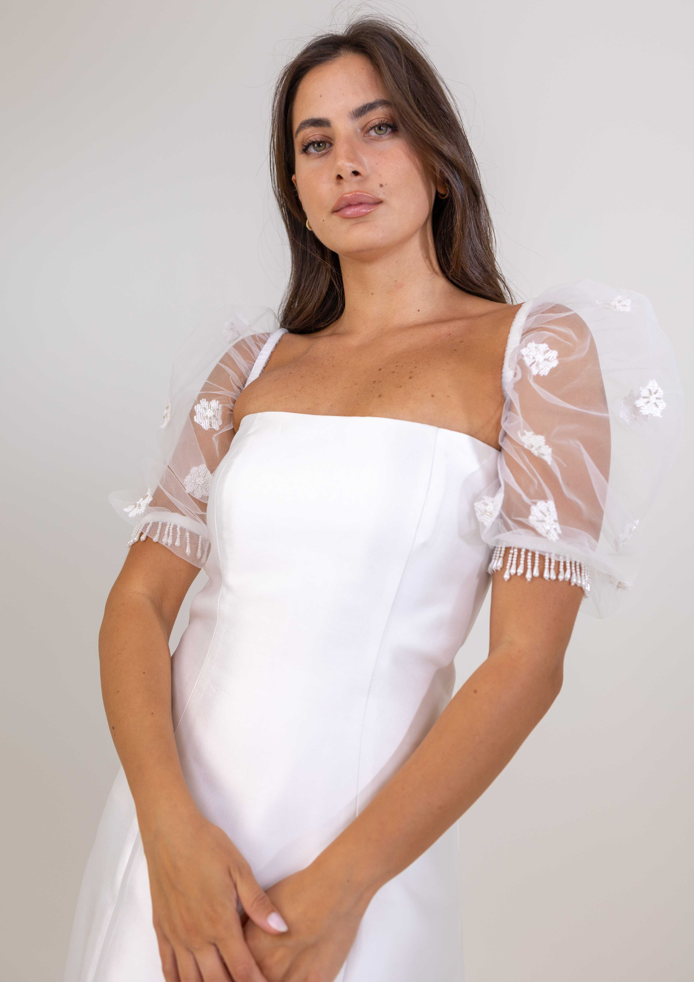 Hand Embroidered Tulle Sleeve