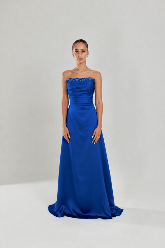 Blue Strapless Dress - Deerah