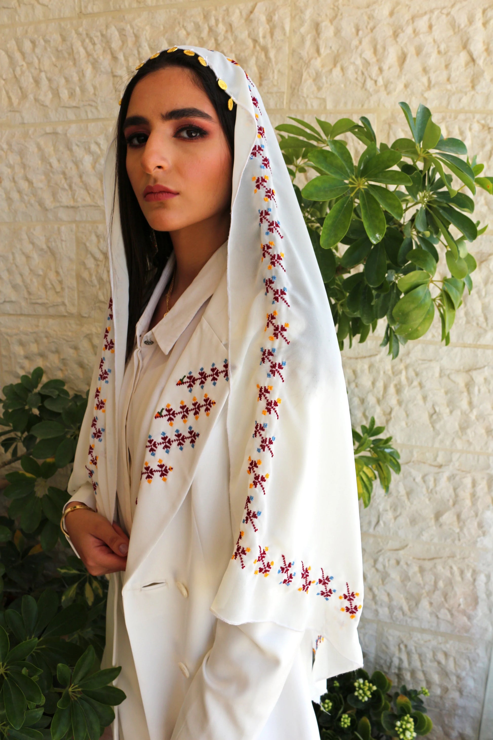 Colorful Hand-Embroidered Wedding Shawl Deerah